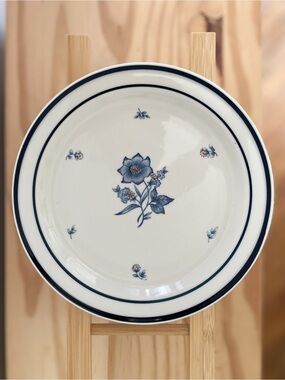 Vintage Newcor Versailles Ceramic Stoneware Salad Plate Blue Floral Made Japan